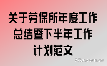 关于劳保所年度工作总结暨下半年工作计划范文