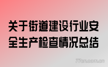 关于街道建设行业安全生产检查情况总结