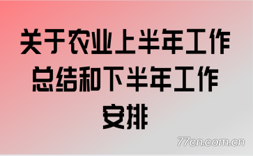 关于农业上半年工作总结和下半年工作安排