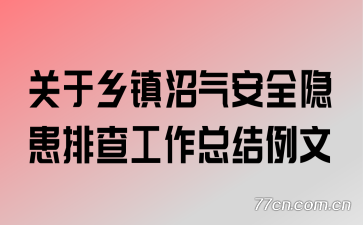 关于乡镇沼气安全隐患排查工作总结例文