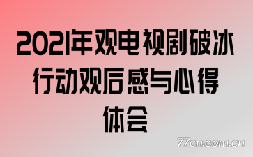 2021年观电视剧破冰行动观后感与心得体会