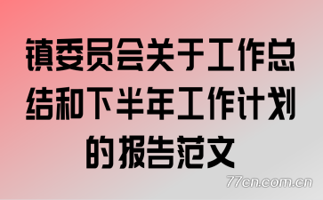镇委员会关于工作总结和下半年工作计划的报告范文