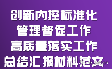 创新内控标准化管理督促工作高质量落实工作总结汇报材料范文