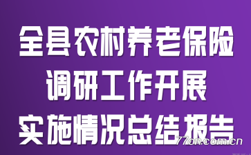 全县农村养老保险调研工作开展实施情况总结报告