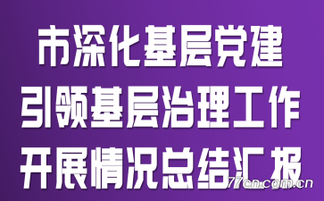 市深化基层党建引领基层治理工作开展情况总结汇报
