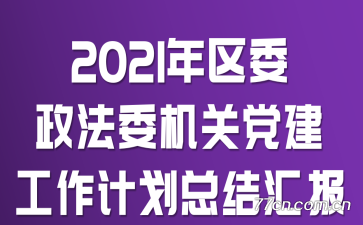 2021年区委政法委机关党建工作计划总结汇报