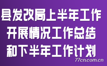 县发改局上半年工作开展情况工作总结和下半年工作计划