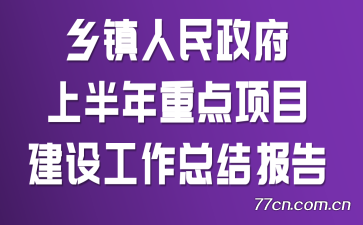 乡镇人民政府上半年重点项目建设工作总结报告
