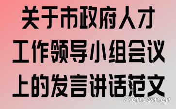 关于市政府人才工作领导小组会议上的发言讲话范文
