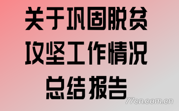 关于巩固脱贫攻坚工作情况总结报告