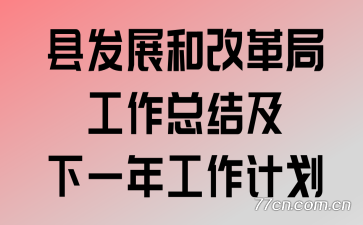 县发展和改革局工作总结及下一年工作计划